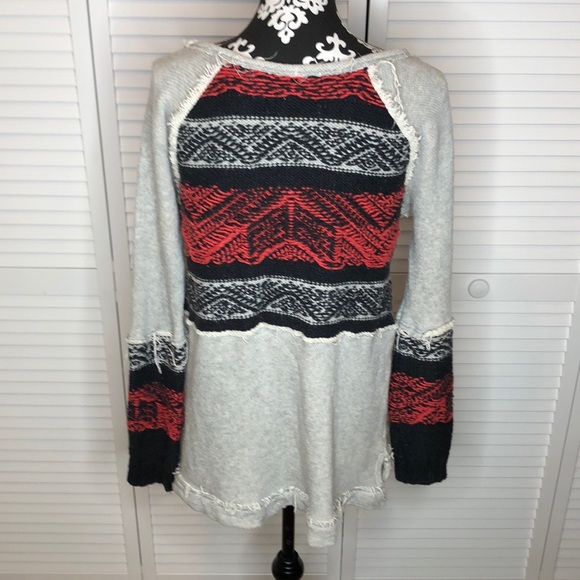 Free People Snow Angel Distressed Scoop Neck Pullover Sweater Medium - Picture 4 of 7